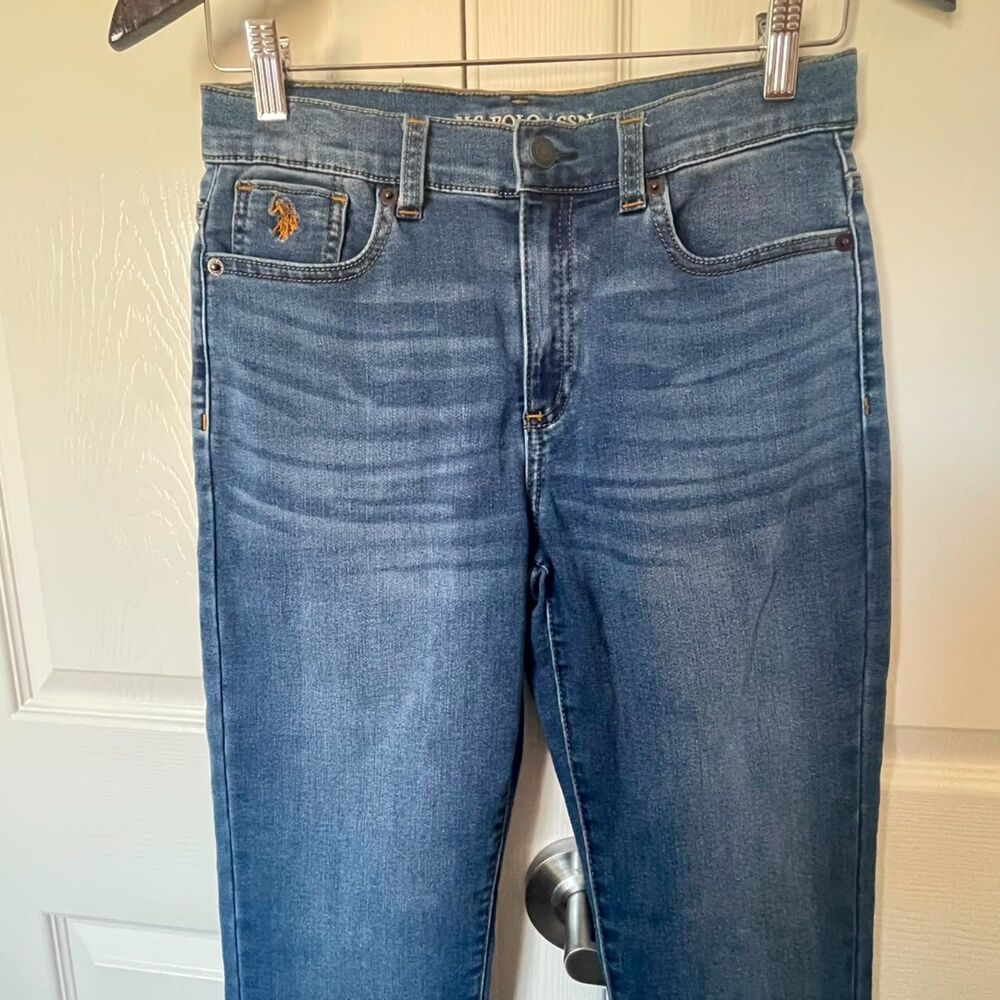 US Polo Assn Womens Size 14 Straight Leg Blue Denim Jeans Embroidered Logo - Picture 4 of 10